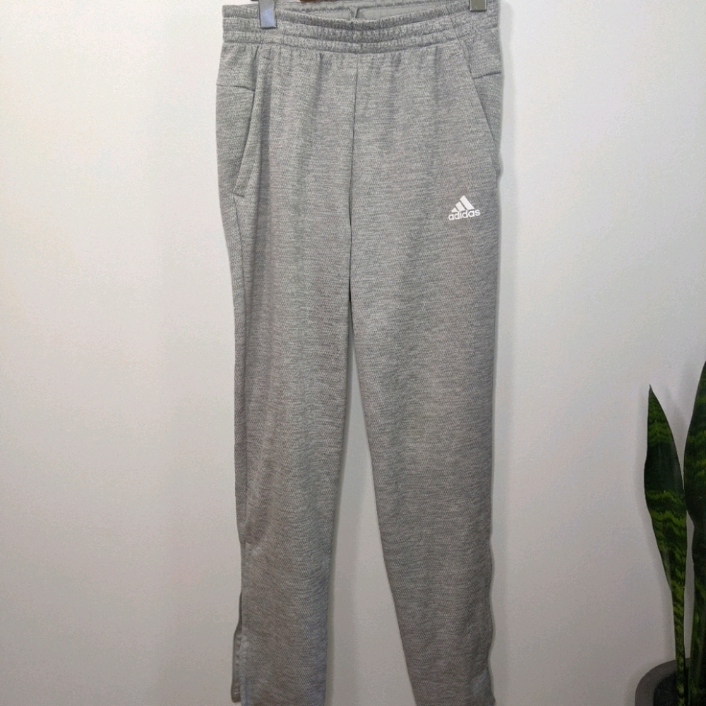 ADIDAS teams climawarm, ribbed grey jogger pants